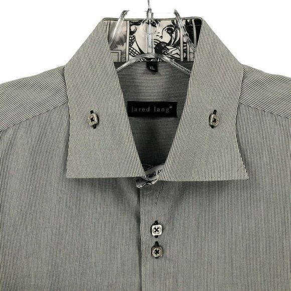 Jared Lang Button Up Shirt Adult Extra Large Gray Square Button Long Sleeve Mens - Picture 2 of 12